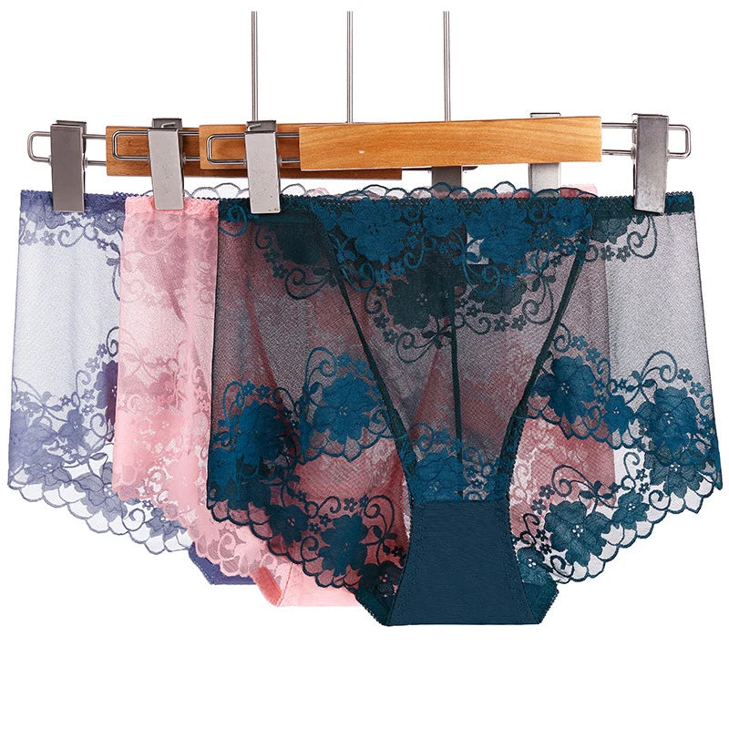 Women Trasnparent Flower Underwear